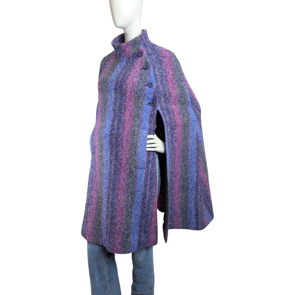 Jackets & Blazers - Vintage Irish Wool Striped Cape Coat | Made in Republic of Ireland